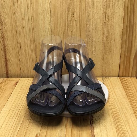 Ecco Sandals Women Size US 6.5 EU 37 Dark Navy Blue with Gray Accent Strap 0662 - Picture 3 of 12